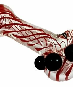 Mary Jane's Headquarters Chameleon Glass Pipes Piranha Red Swirl Pipe