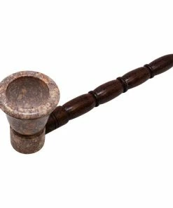Maple Craft Inc. Wood Pipe With Light Color Stone Bowl 5 Inches Pipes