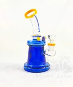 Cheech Glass 8" Tall Blue Etched Rig
