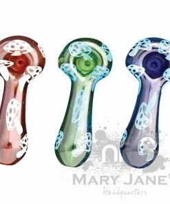 West Coast Gifts Red Eye Glass Mushrooms Glass Hand Pipe