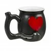 BOB Headquarters Pipes Premium Roast & Toast Ceramic Mug With Pipe - Black Mug With Red Heart