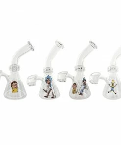 BOB Headquarters Full Quartz 5" Tall Cartoon Mini Beaker Dab Rig