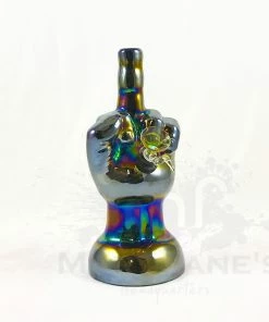 West Coast Gifts Retro Glass Platinum Metallic 'Flippin The Bird" Bongs