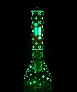 BOB Headquarters New Arrivals Glow-in-the-Dark Star Print Bong By Infyniti 14" Beaker W/ Ice Pinch