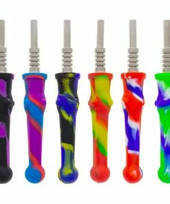 BOB Headquarters 6.5" Silicone Nectar Collector With Quartz Tip - Assorted Colours