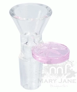 West Coast Gifts Red Eye Glass 14mm Cone Pull-Out Bowl W/ Leaf Stamped Handle