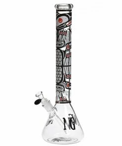 The Smokesman Nice Glass 18" 7mm Aboriginal Totem Beaker With Honeycomb Bowl