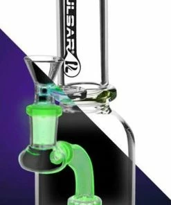 BOB Headquarters Pulsar Glass Pulsar 7.5" Bong W/ Fixed Downstem Shower Perc & UV Reactive Colour Accents