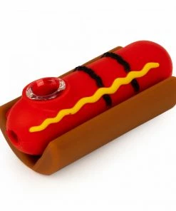 West Coast Gifts Lit Silicone 4" Hot Dog Hand Pipe W/ Glass Bowl
