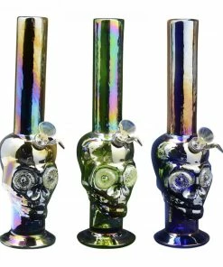 West Coast Gifts Retro Glass 13" Platinum Metallic Skull Bong New Arrivals
