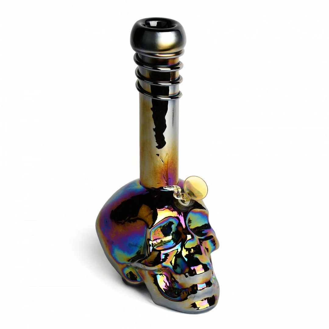 Deals ⭐ West Coast Gifts Skull Bongs - Platinum/Metallic By Retro Glass 🥰 1 West Coast Gifts Skull Bongs - Platinum/Metallic By Retro Glass