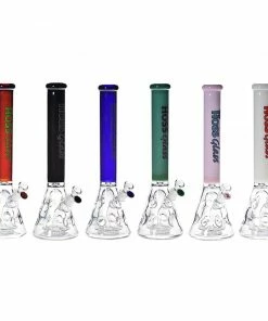 Hoss Glass 18" Double Hole Beaker With Colored Top