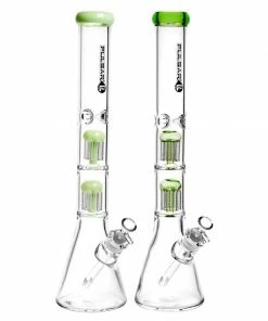 BOB Headquarters New Arrivals Pulsar 18" Dual Tree-Perc Beaker Bong W/Ice Pinch