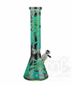 West Coast Gifts Red Eye Glass 15" Leaf Beaker Bong W/Full Wrap Decal