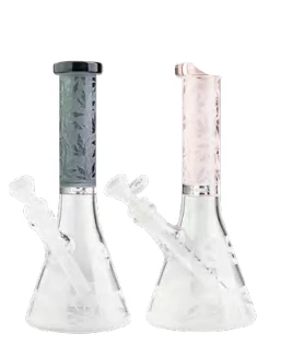 Brand new ❤️ Cheech Glass 10" Sandblasted Cannabis Leaf Beaker Bong New Arrivals ✔️ 1 Cheech Glass 10" Sandblasted Cannabis Leaf Beaker Bong New Arrivals